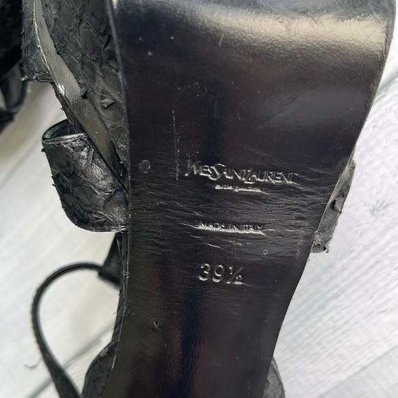 YSL Black Leather Python Tribute Platform Heels Size 9.5 - Picture 13 of 13